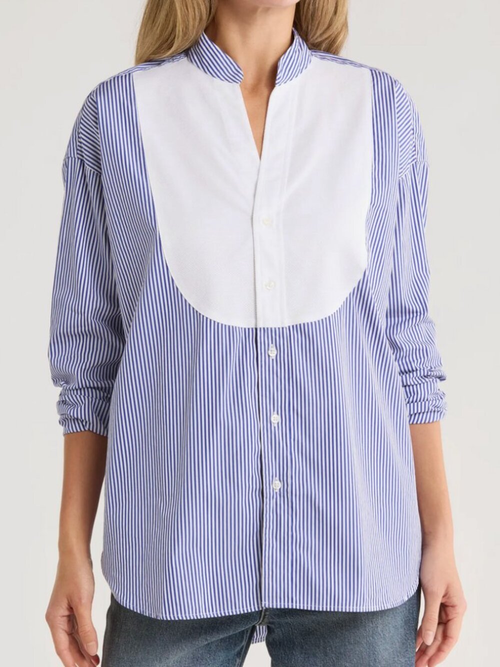 FRANK & EILEEN Victoria white & blue button-front shirt NEW S